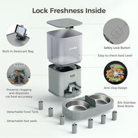 Automatic Cat Feeder for Pets, Programmable Meal Dispenser, for Timed Meals for Up to Cats & Dogs Including Dual Power Supply, and Capacity for 4 Meals Daily