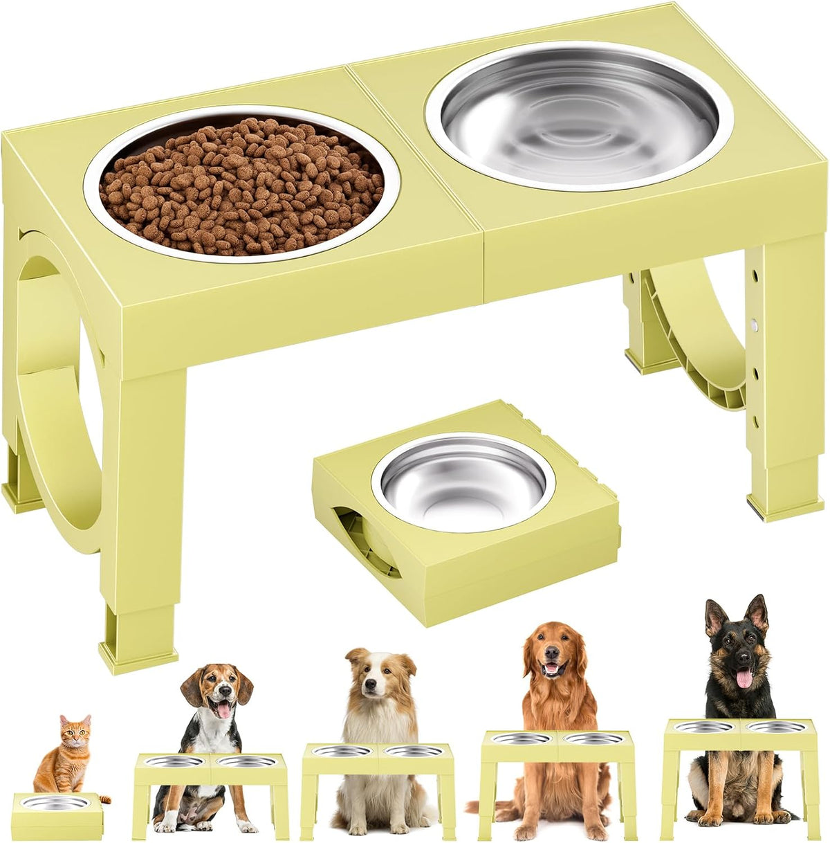 XIAZ Elevated Dog Bowls Large Breed Raised Dogs Bowl Stand - F-Yellow / Basic