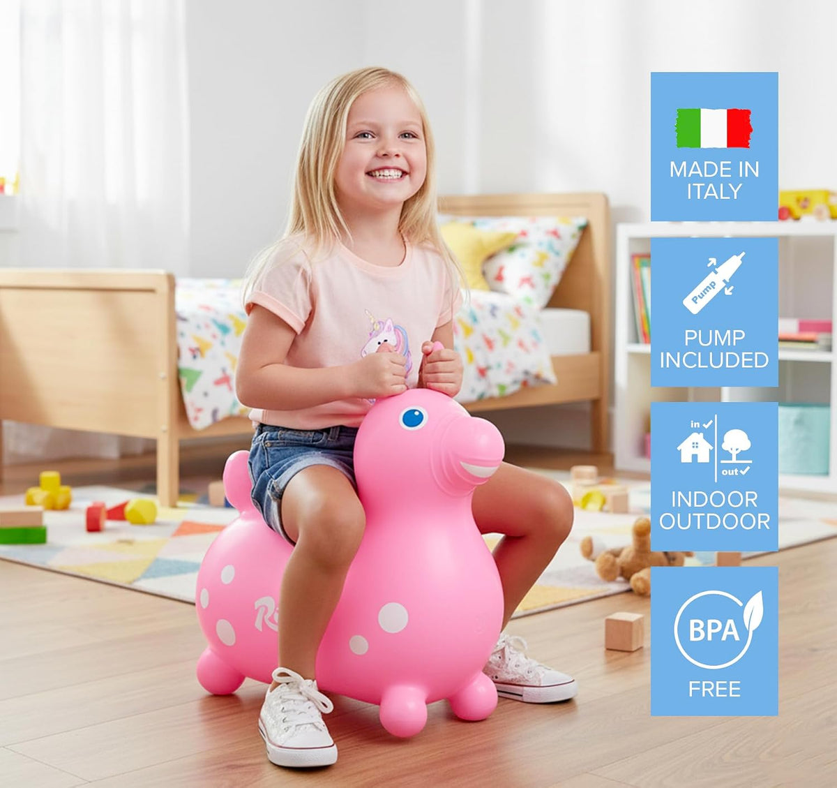 GYMNIC Rody bounce horse ride-on toy for toddlers in pastel pink - view 2
