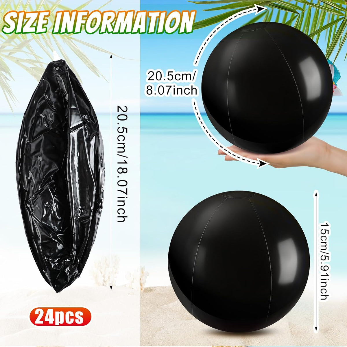 Yinder 24 Pcs Clear Beach Balls Inflatable Bubble Ball Decorations - Fresh / Black - image 4