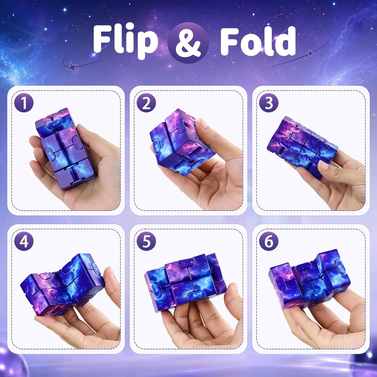 InfinityCube Fidget Toys for Kids and Adults - Gradient Blue Pink Galaxy / 1 - image 4