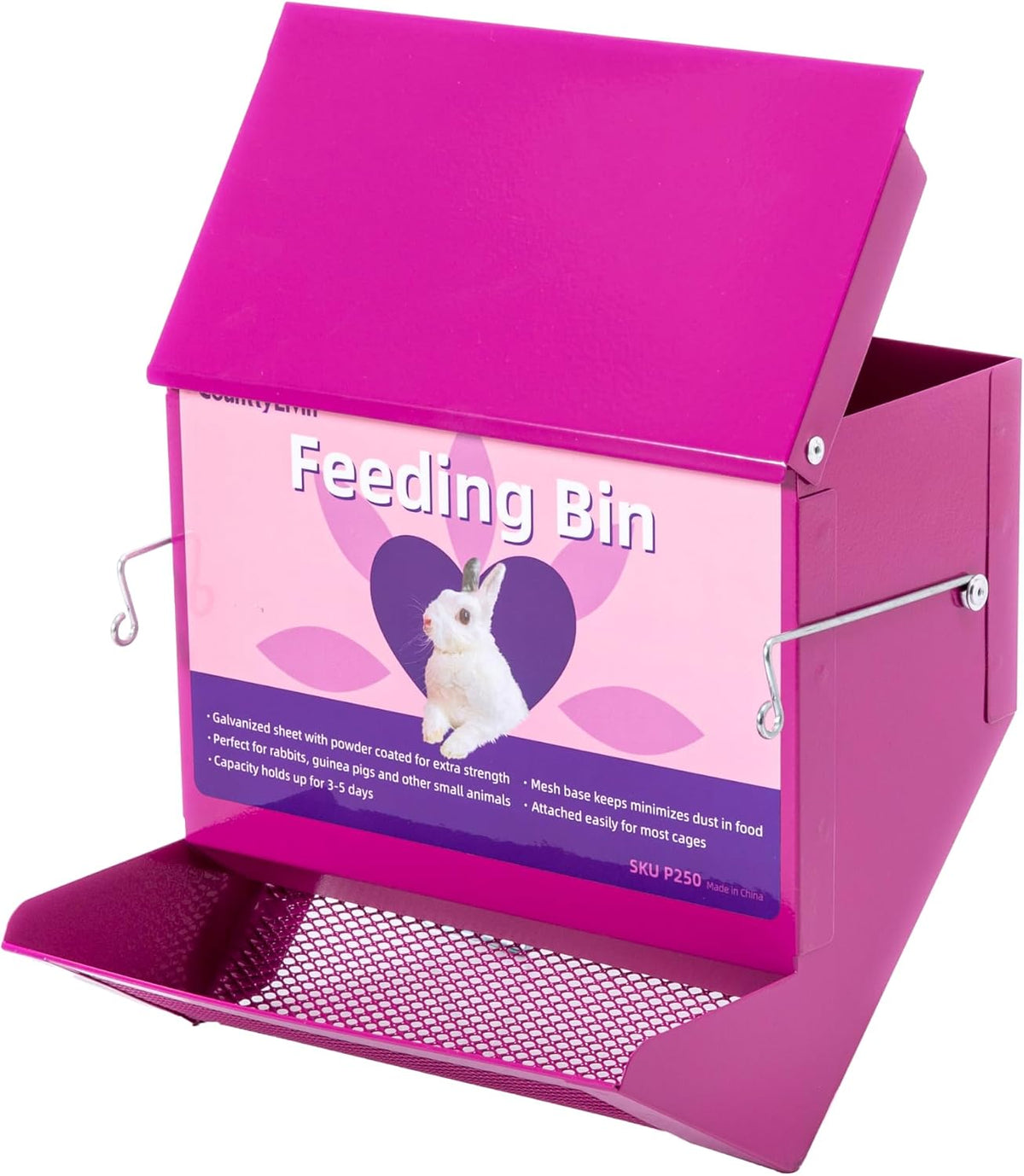 Metal Small Animal Feeder with Lid, Heavy Duty - 7.4 inch / Purple - image 2