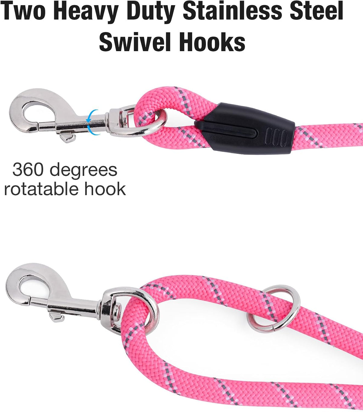 Long Dog Leash for Training 10FT/16FT/20FT/30FT/50FT/100FT - 20FT* 3/8 inch / 1Pack Pink - image 4
