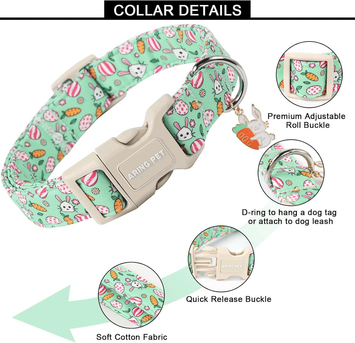 ARING PET Fall Dog Collars - Large / Easter-Green Rabbit - image 4