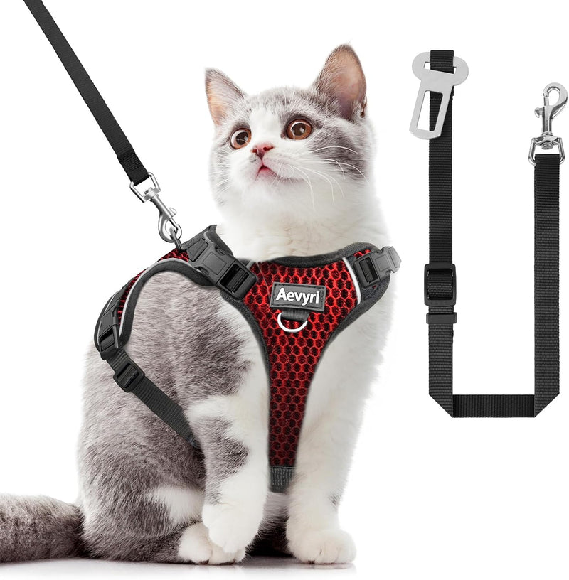 Cat Harness, Cat Harness and Leash for Walking - Honeycomb Red / S(4-6lb)