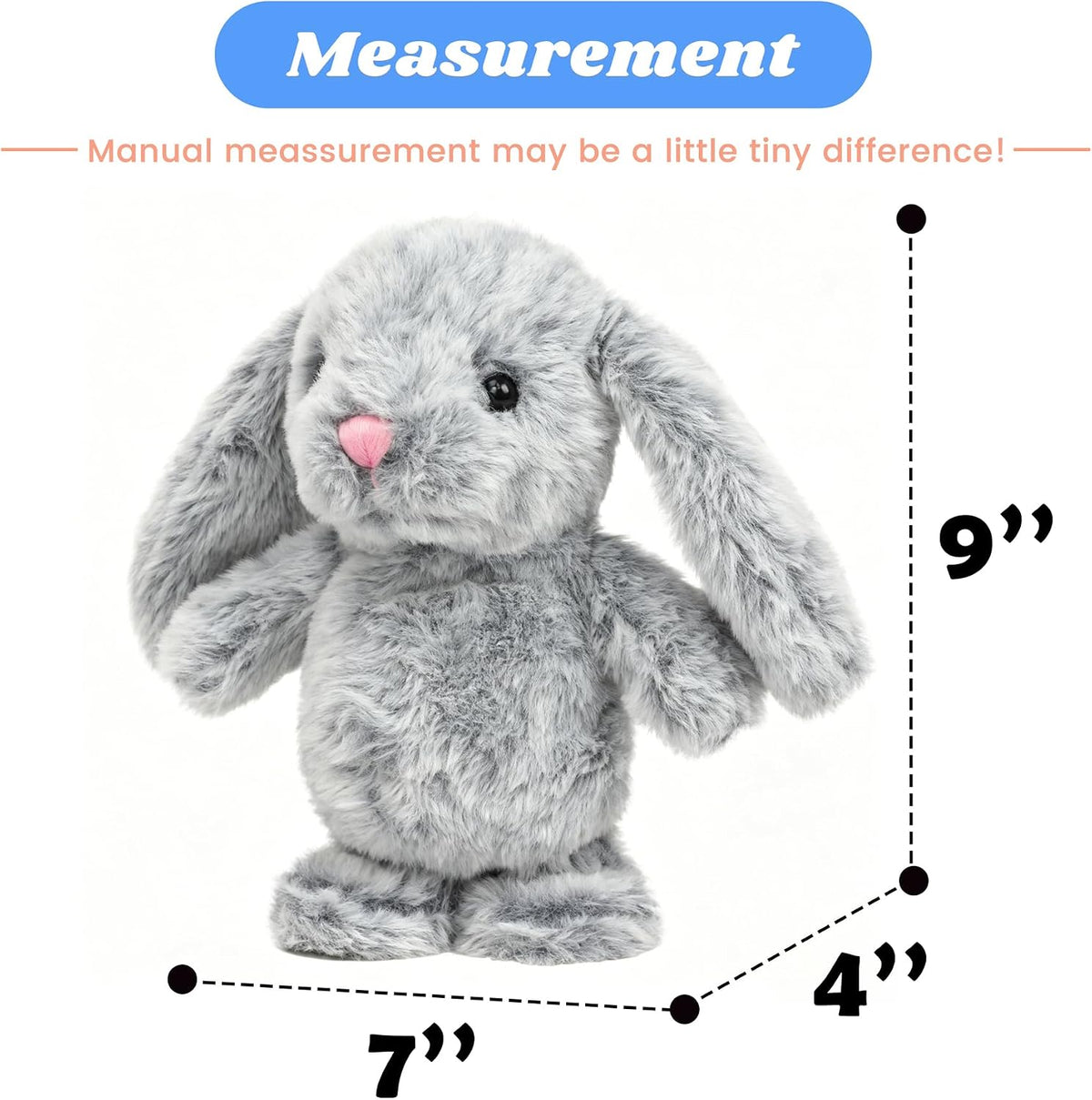 Hopearl Talking Singing Cowgirl Repeats What You Say Girl Walking - Gray Bunny - image 4