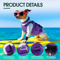 Kuoser Dog Life Jacket, High Flotation Dog Life Vest for Swimming Boating – Essentials for Dogs - High‑Vis Purple / Xl (Chest Girth:25.98-33.46'') - image 3