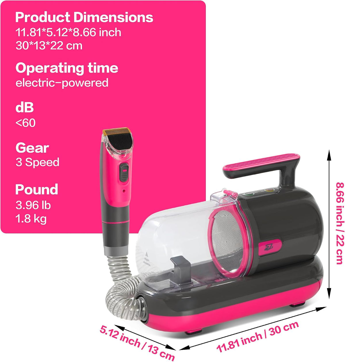 Dog Grooming Vacuum Kit, Dyson-Style Gray - image 2
