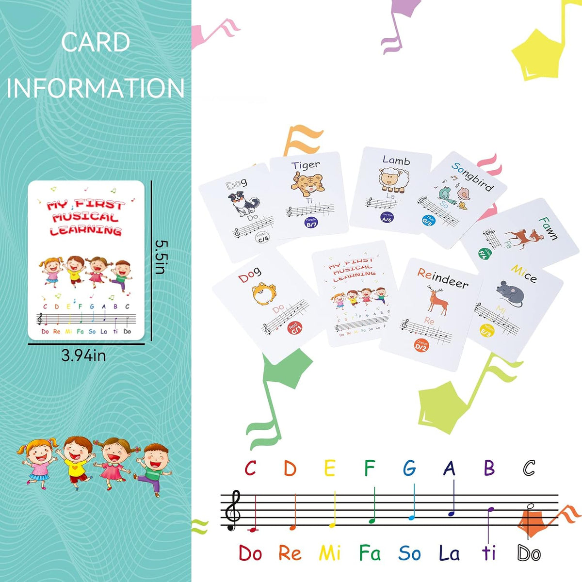TantivyBo rainbow desk bells for kids, eight color-coded hand bells with songbook - view 4