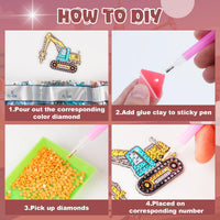 Labeol Diamond Art Kits for kids 5D Diamond Creat Your Own GEM - Engineering Vehicles - image 4