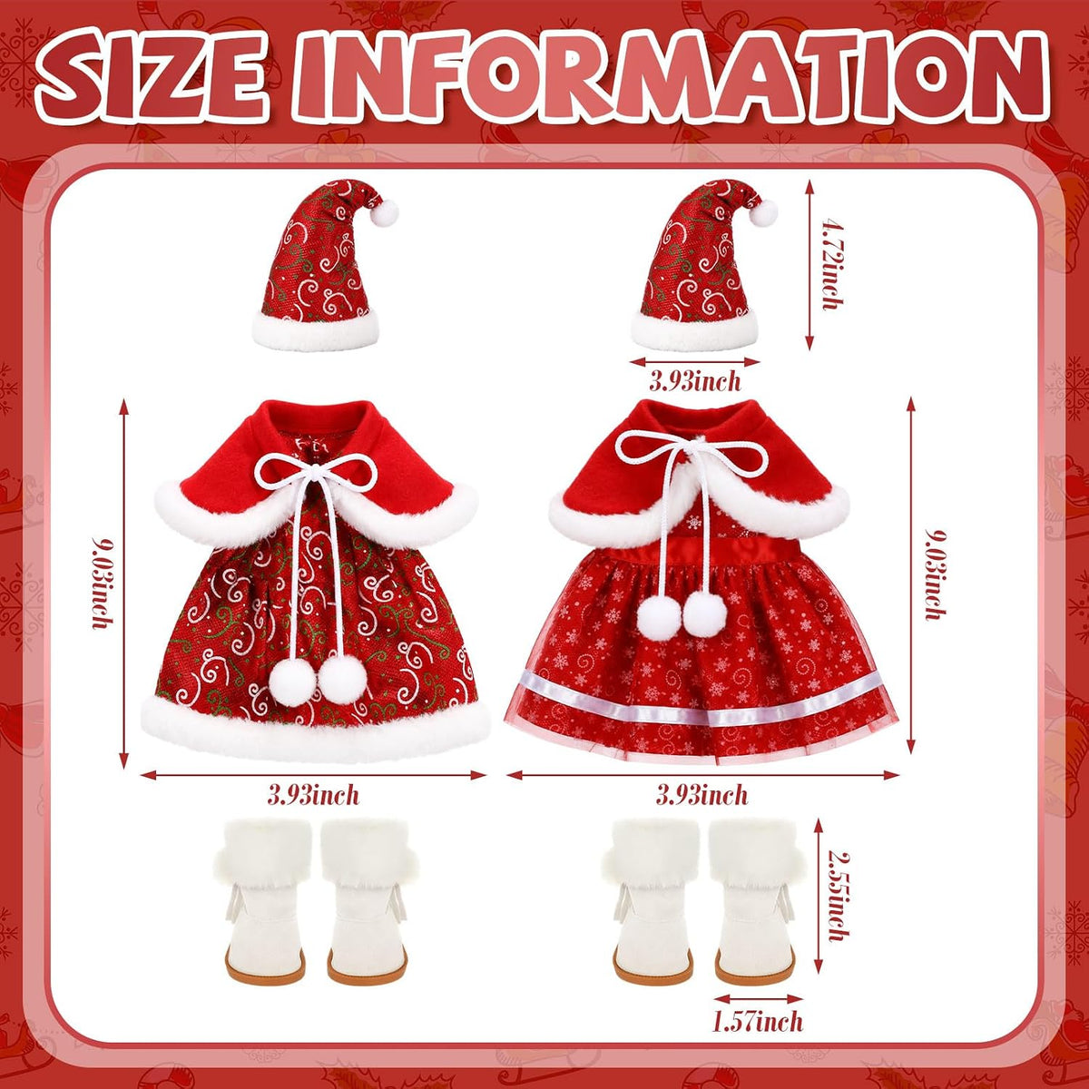 Kajaia 8 Pcs 18 Inch Doll Swimsuits Clothes and Accessories – Fun for Kids & Family - Red / Christmas - image 3