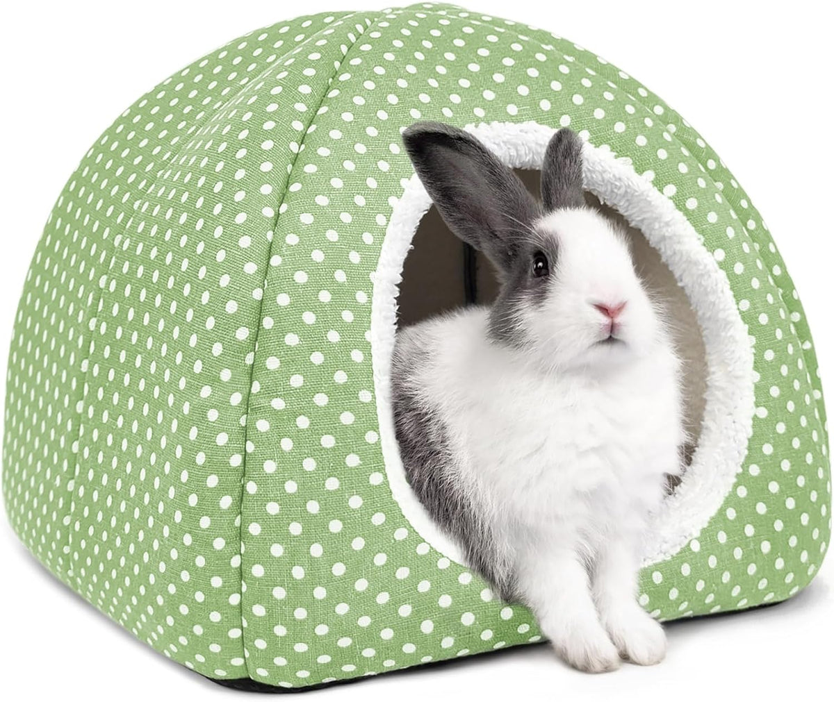 Rabbit Hideout Large Bunny Bed Washable Rabbit House – Daily Care for Small Pets - Green