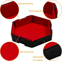 SIQUK magnetic folding hexagon dice tray in PU leather with velvet lining - view 10