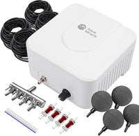AquaMiracle All-in-One Koi Pond Aerator for Outdoor Ponds up to 3000 Gallons, Pond Air Pump Pond Aeration System with 4-Outlet Manifold Airline Tubing Air Stones Check Valves
