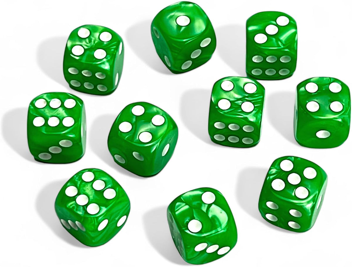 Luck Lab 10 Pack 16mm D6 Acrylic Dice Set - Green Pearl - image 2