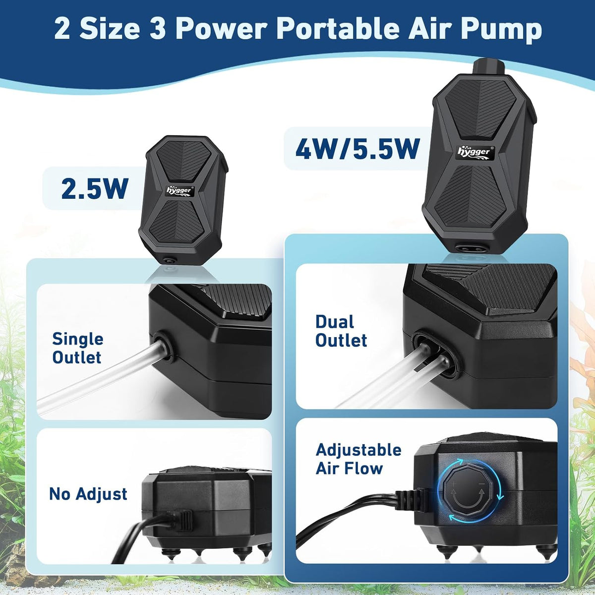 hygger Aquarium Air Pump, Ultra Quiet Oxygen Aerator with Air Stone Airline Tubing Check Valve - Small - image 4