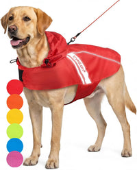 VIVAGLORY Dog Raincoat Wetoff Dog Rain Coat, XS - Red / L (26"-30" chest girth)
