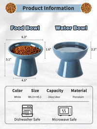 Elevated Cat Food and Water Bowls Set - Single (Food Bowl) / Deep Blue - image 2