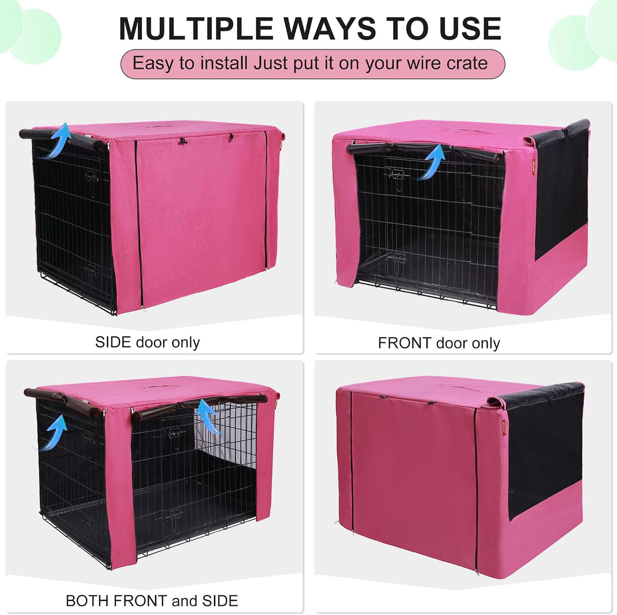 42-Inch Dog Crate Cover with Mesh, Waterproof Kennel Cover - 48.0"L x 30.0"W x 33.0"H / Pink - image 4