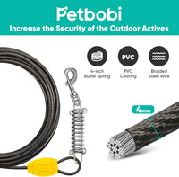 Petbobi Dog Tie Out Cable and Stake - 20 ft (120 lbs) / Black - image 2