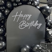 Happy Birthday Sign for Backdrop - Felt / Glitter Silver