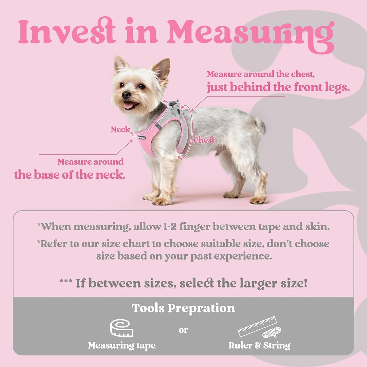 rabbitgoo Step-in Small Dog Harness - Light Pink & Gray / S(chest:15.1"-16.5") - image 2