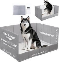 HQ4US 4LEGS Dog Litter Box Indoor High Walls - Grey / X-Large for Dog＜ 38" Length