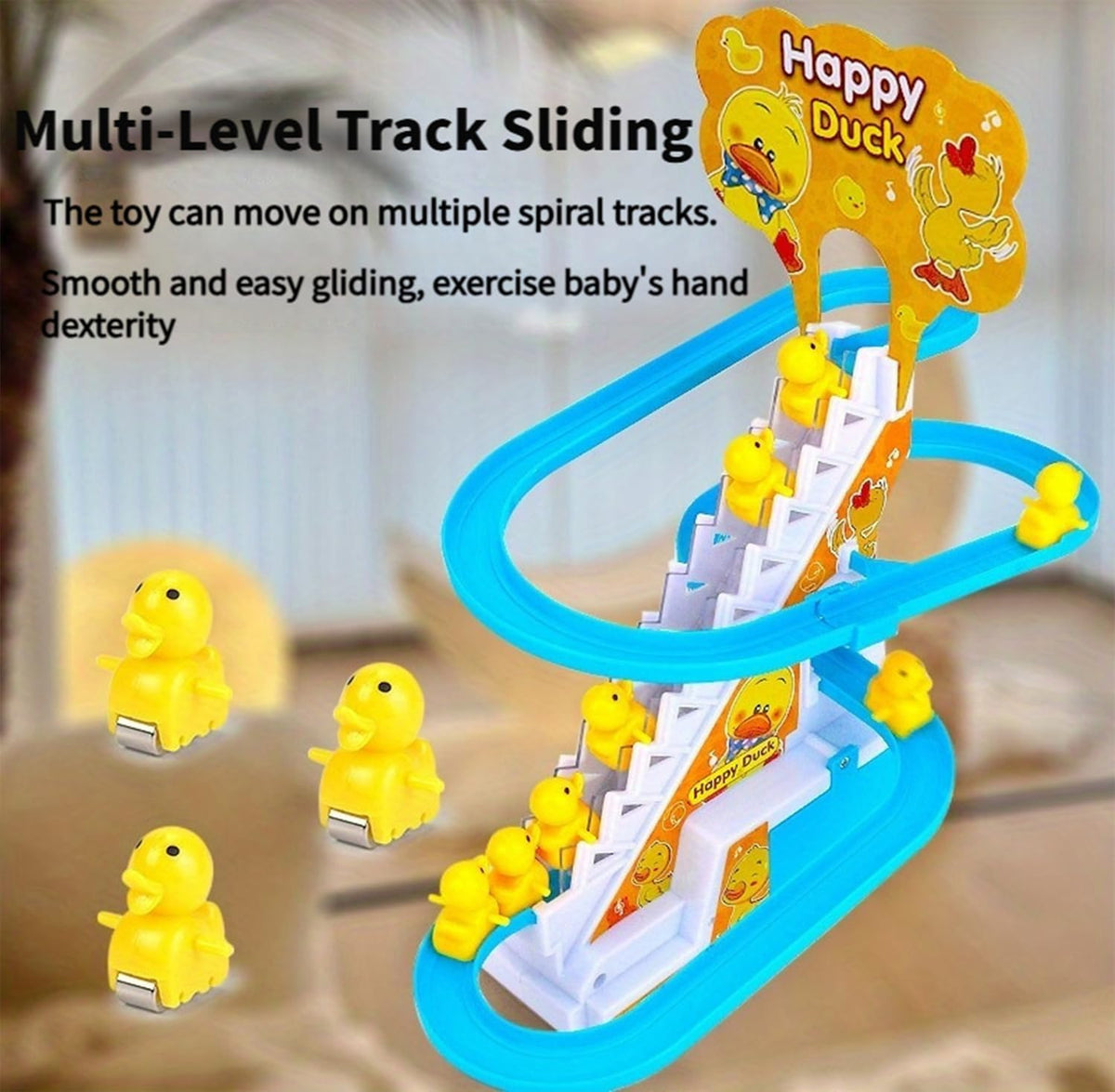 BuerKeo duck climbing stairs toy with 9 ducks, LED lights and slide track - view 2