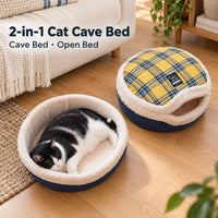 Cat Bed Cave, Enclosed Hideaway with Detachable Lid for Kitten - Yellow - image 4