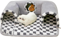 Guinea Pig Hideout Tunnel with Warm Bed for Small Pet 3 Cave Small - Grey