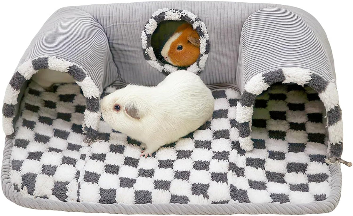 Guinea Pig Hideout Tunnel with Warm Bed for Small Pet 3 Cave Small - Grey