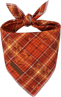 Dog Bandanas 1PC Washable Cotton Triangle Dog Scarfs for Small Medium - Small / Orange Brown Grid