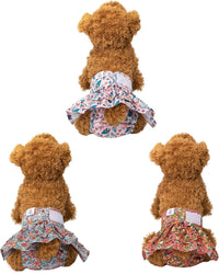 CuteBone Female Dog Diapers with Skirts 3 Pack Reusable Puppy Dresses - Feather&flowers skirts 3pcs / XS - image 4