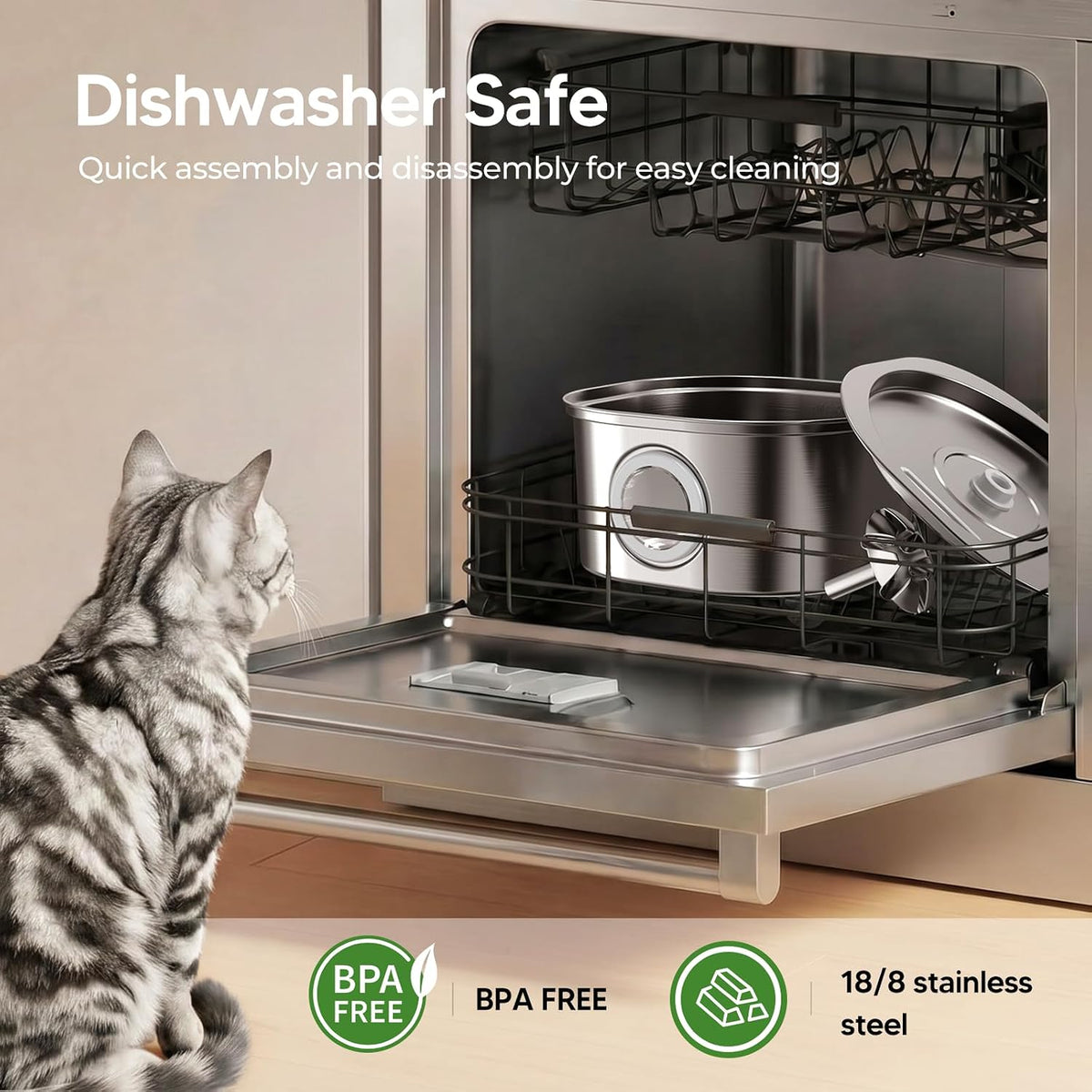 PEKTACO Cat Water Fountain, 1 Filter - 3.2L-HT+1 Filter - image 3