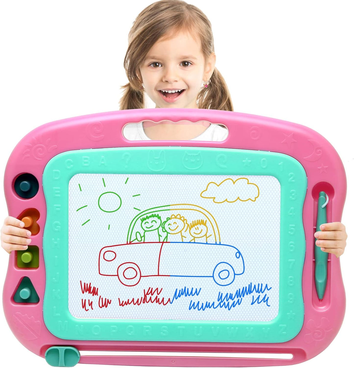 Magnetic Drawing Board,Large Doodle Board Toddler Toys for Girls Boys 3 4 5 6 7 Year Old Kids Gift - Rose