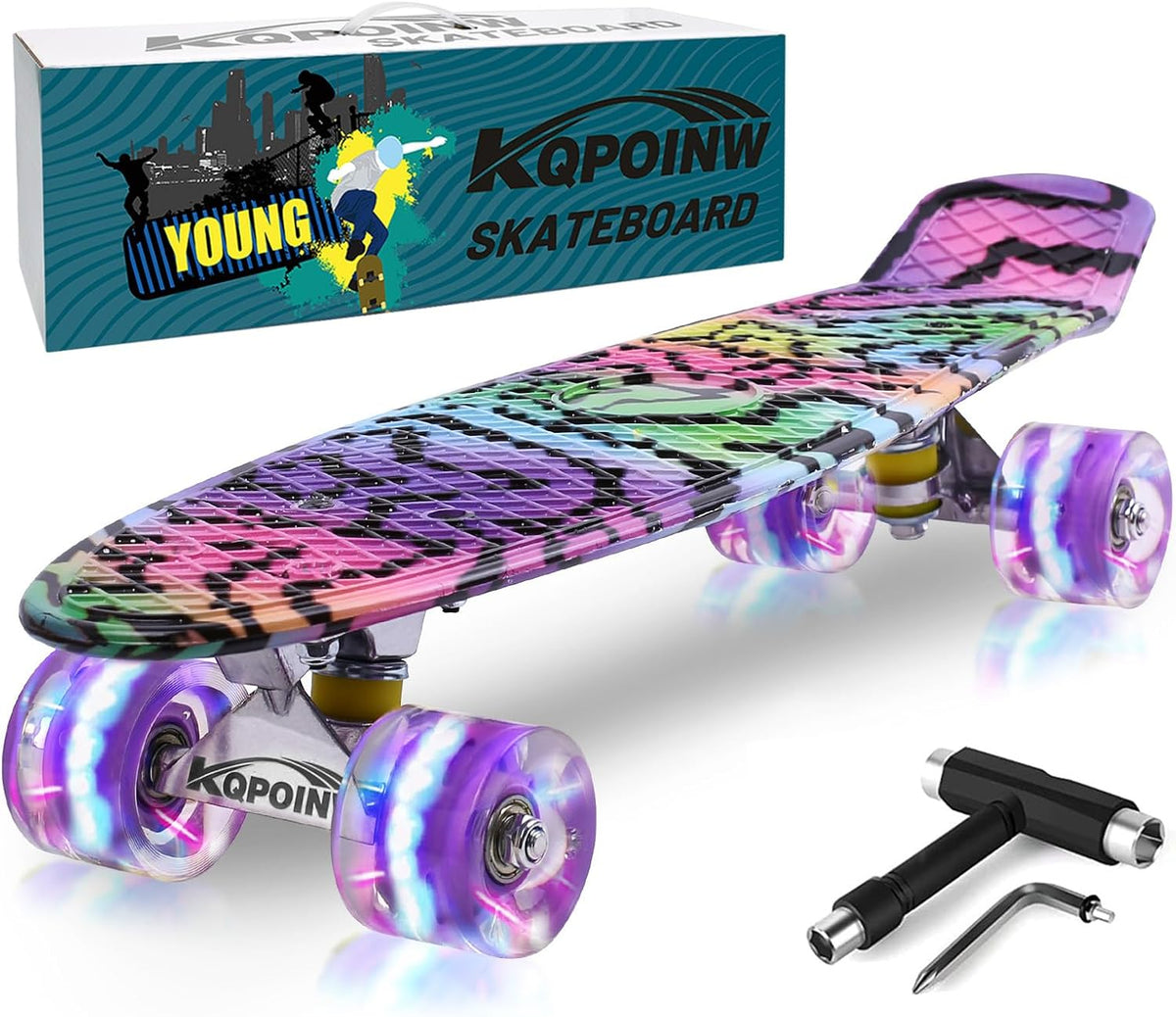 Skateboards, 22" Complete Skateboard - Purple Stars
