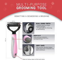 Deshedding Dog Brush, Undercoat Rake for Cats & Dogs - Pink(Rake + Glove) - image 2