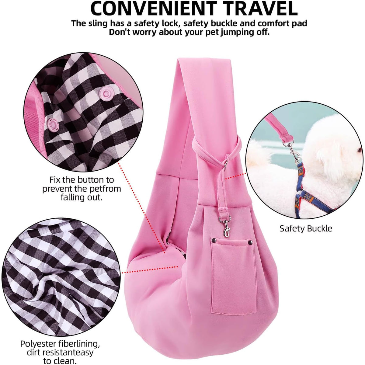 ARZQUT Dog and Cats Carrier Sling - Pink - image 4