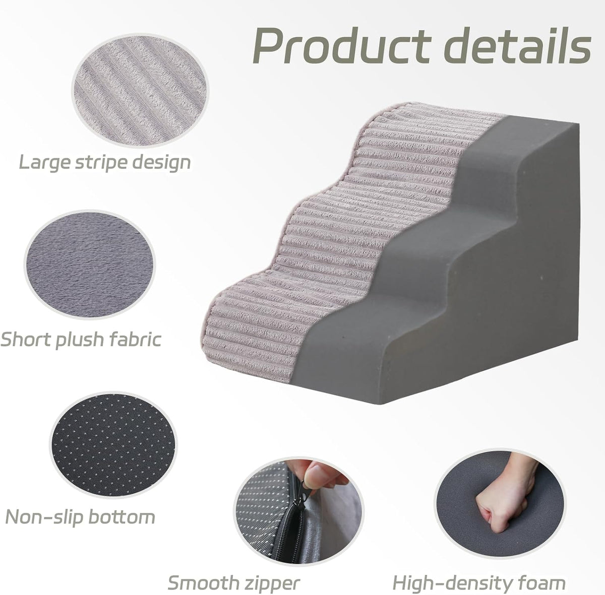 Dog Stairs for Small Dogs 15.7'' H, 3-Step High Density Foam – Essentials for Dogs - Grey / 3 / Standard 3 Step-15.7"H - image 4