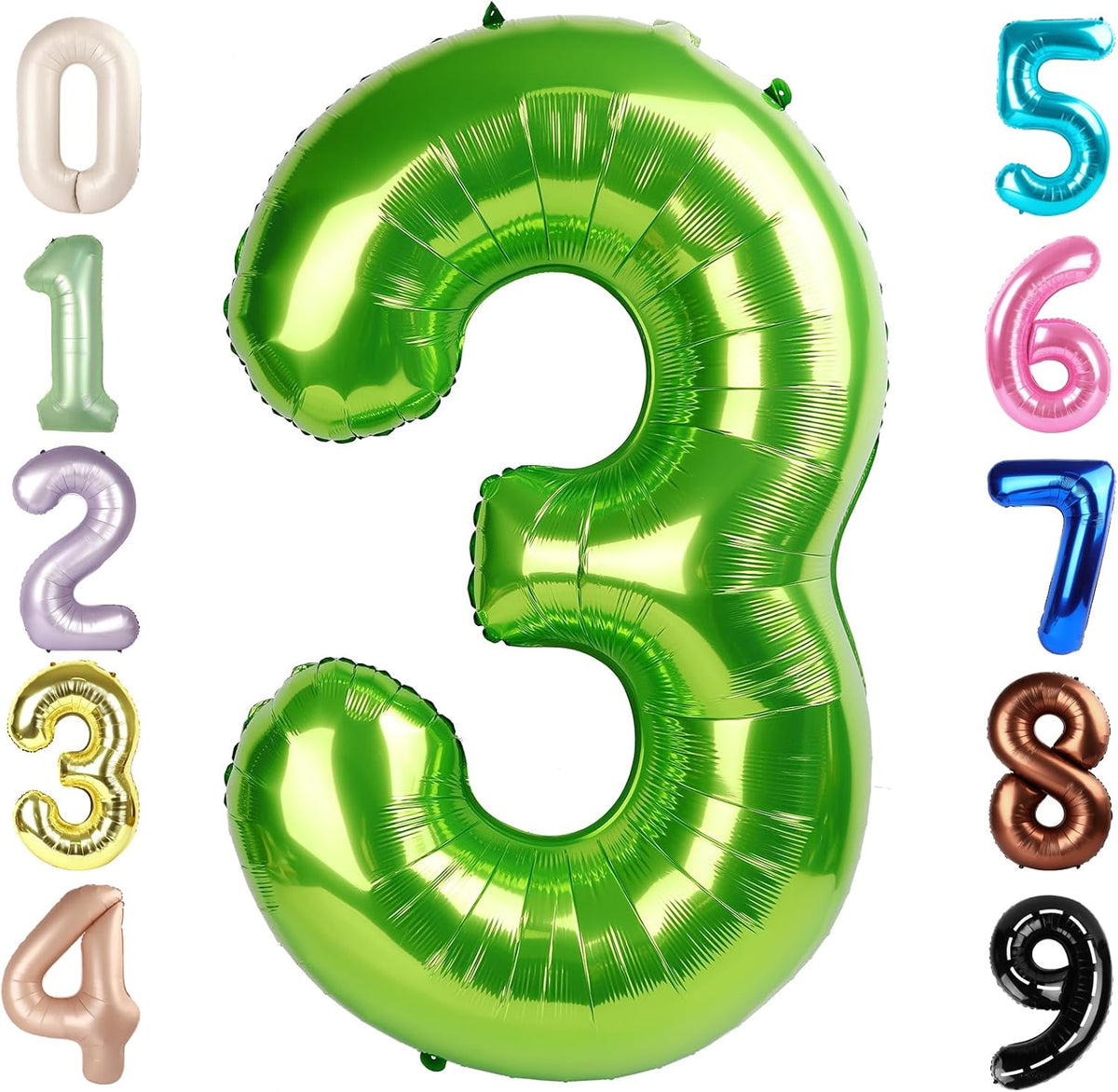 Number Balloons 1st Birthday Decorations - Light Green / Number 3
