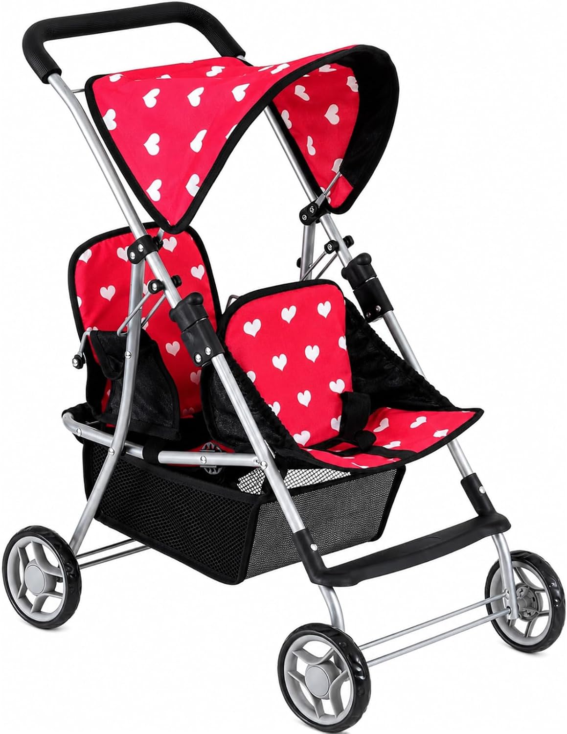 Double Baby Doll Stroller for Twin Dolls - Red