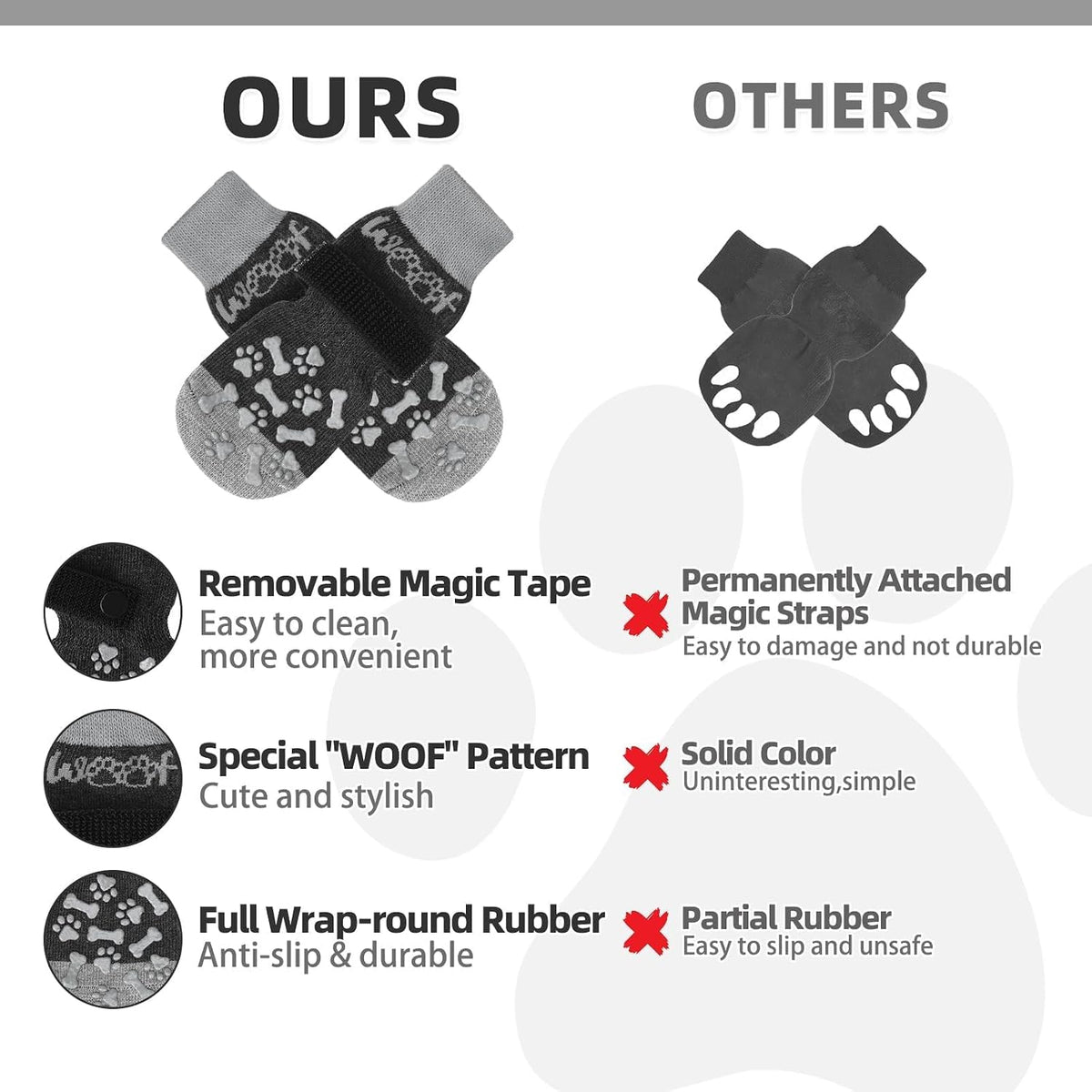 Dog Socks Shoes for Hot Pavement to Prevent Licking Paws - grey / Medium (4 Pack) - image 2