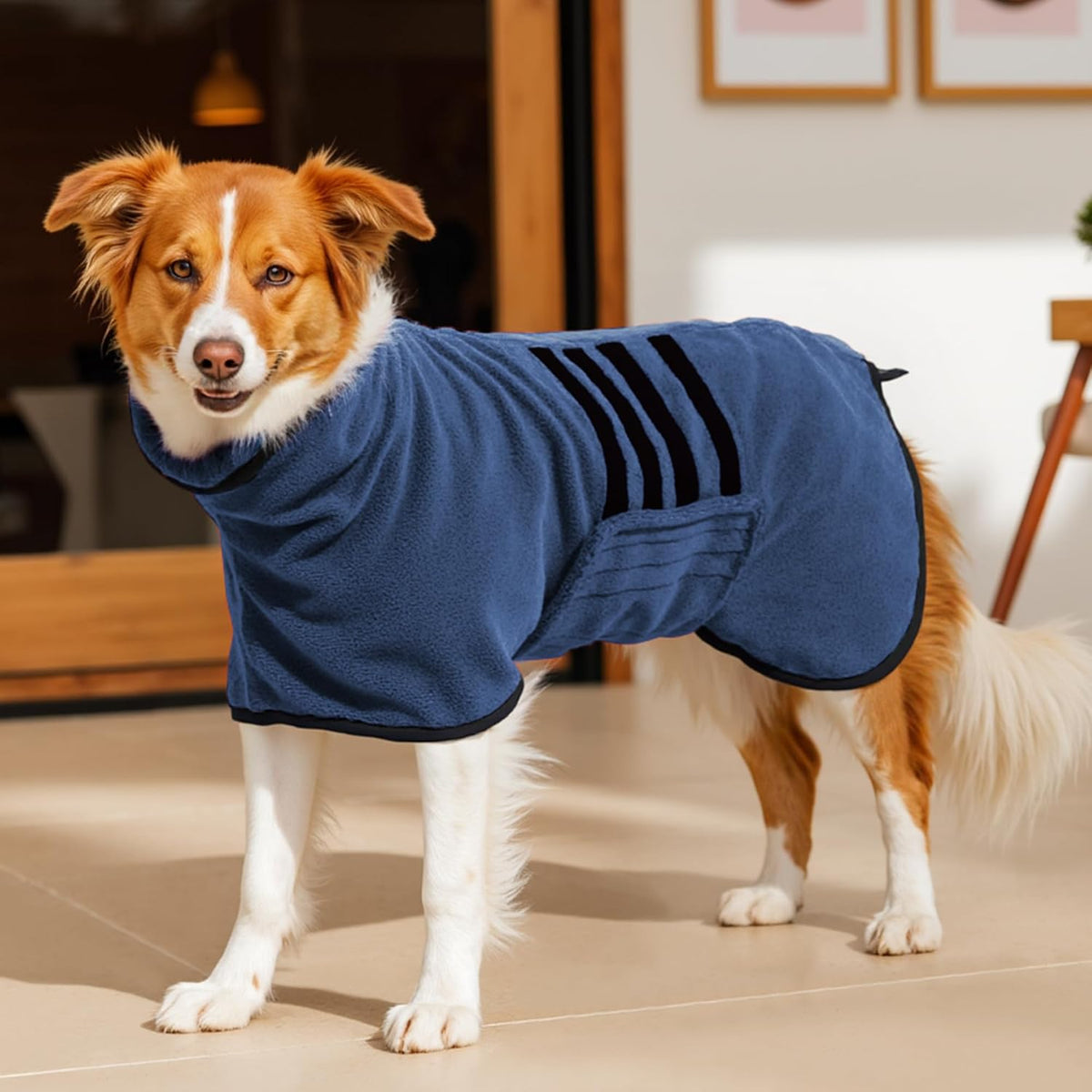 Microfiber Dog Bathrobe, Super Absorbent Dog Drying Coat – Essentials for Dogs - Dark Blue / XX-Large