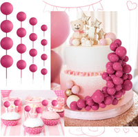 48 Pcs Balls Cake Topper Decorations Balloon Cupcake Toppers Foam - B07-hot Pink - image 4