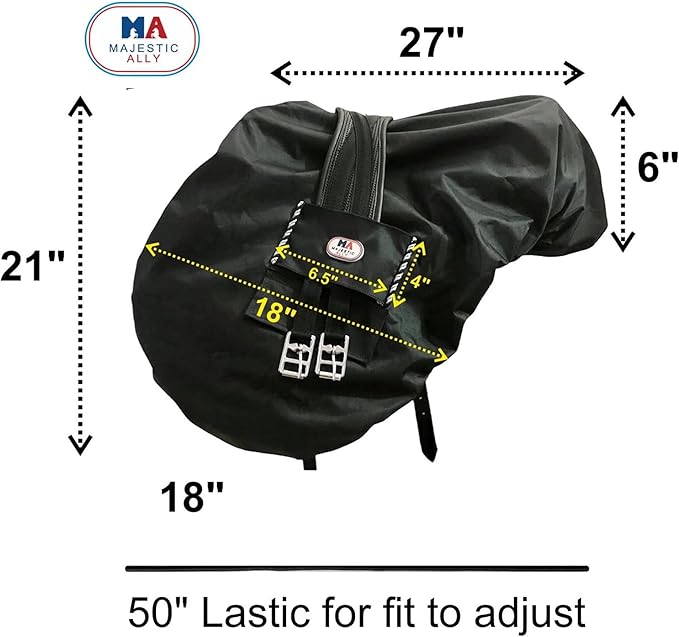 Majestic Ally Nylon Waterproof Fleece Lined Ride On English Saddle Cover-Multiple Color (Red)