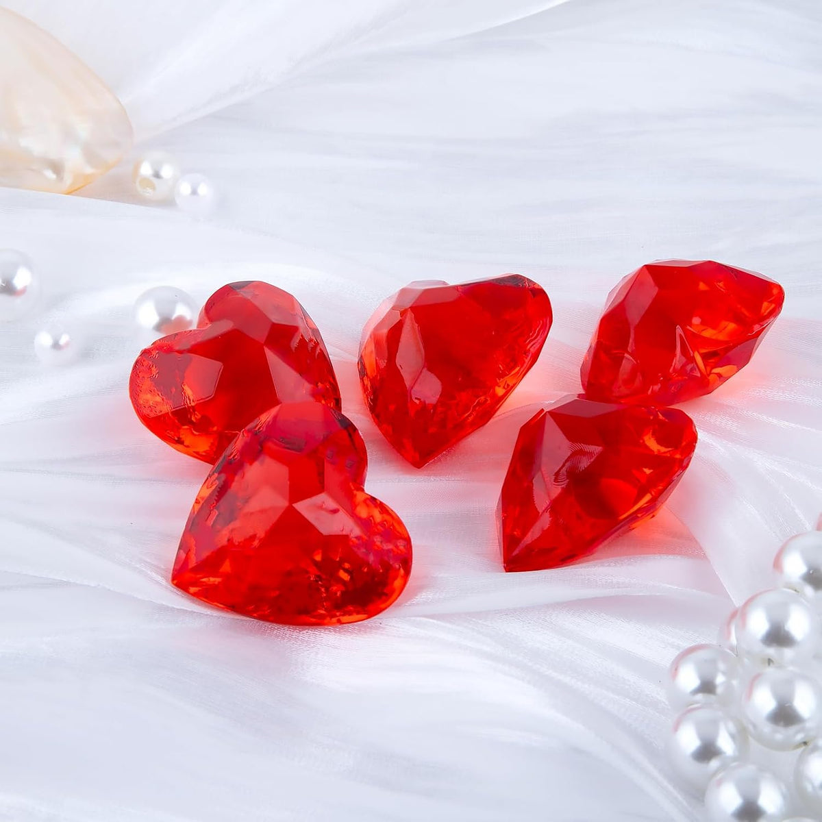 Niceup acrylic heart gems, 30 chunky 3D heart-shaped diamond gemstones for kids - view 17