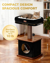 29" Small Cat Tree, Boho Wood Cat Tower with Sisal Scratching Post – Essentials for Cats - Walnut Finish / Small