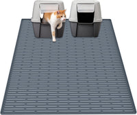 Ultibe 40"x30" Extra Large Silicone Cat Litter Mat - Gray Blue / 40"L x 30"W