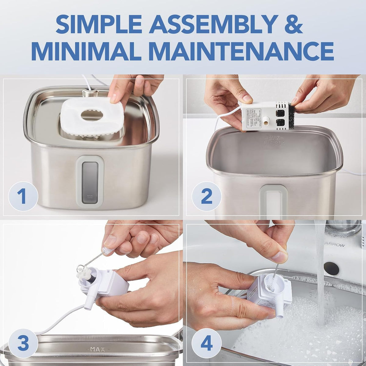Veken Cat Water Fountain Filters, F1 Series - 4 Filters+4 Sponges (1 month supply) - image 2