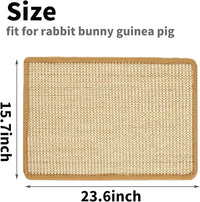PODOO Bunny Scratch Pads, Sisal Rabbit Scratching Pad, Natural Rabbit Resting Mats for Cages, Forage Grass Mat Indoor Essentials Accessories for Guinea Pig Cat (4Pcs, 23.6 x 15.7 inches)